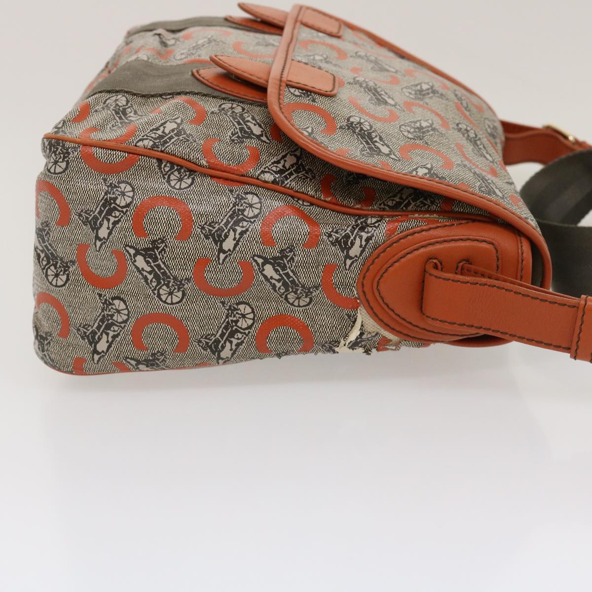 Luxury CELINE C Macadam Canvas Shoulder Bag Coated Canvas Orange  29764