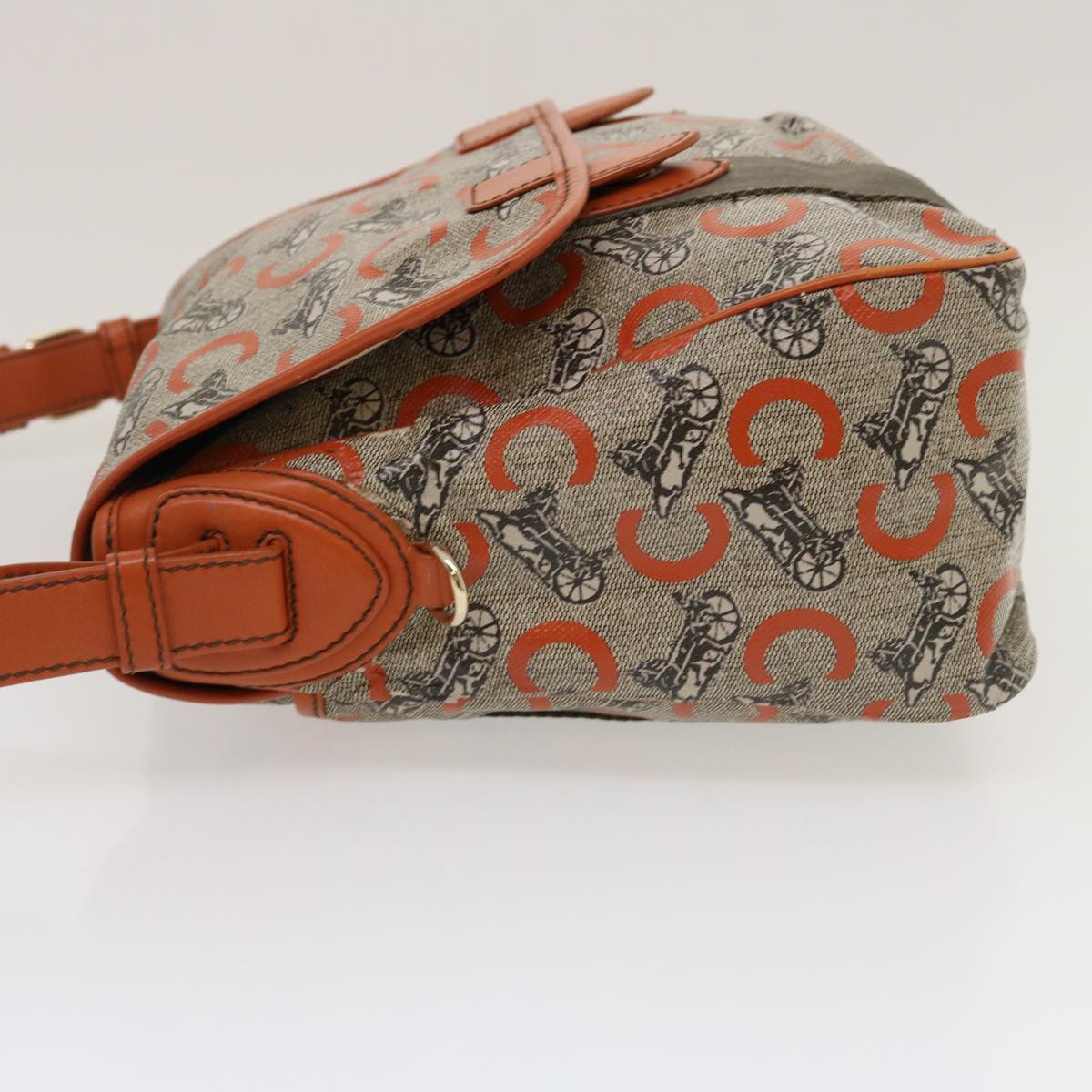 Luxury CELINE C Macadam Canvas Shoulder Bag Coated Canvas Orange  29764