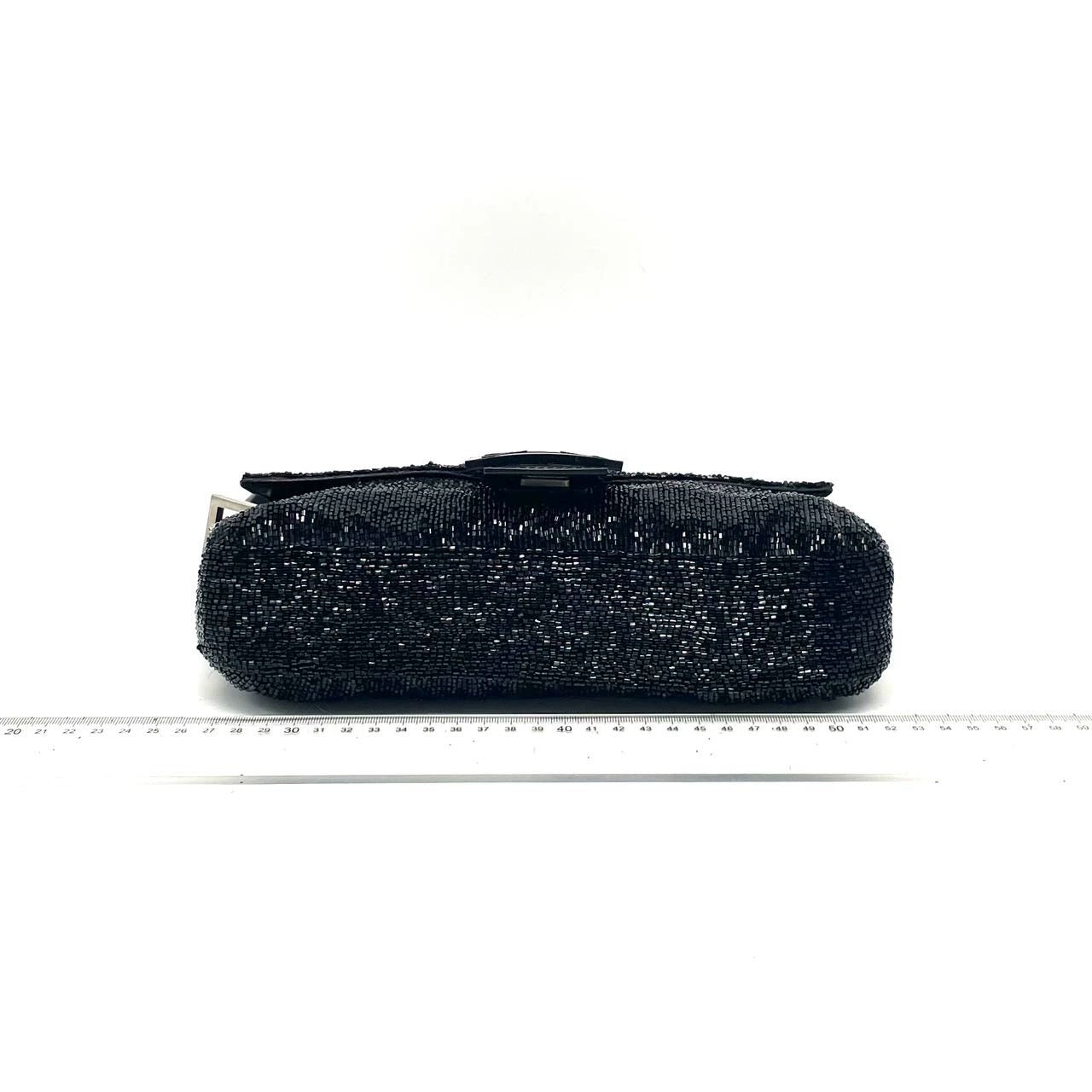 Fendi Baguette Vintage Black Glitter Beads Shoulder Bag