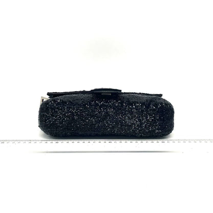 Fendi Baguette Vintage Black Glitter Beads Shoulder Bag