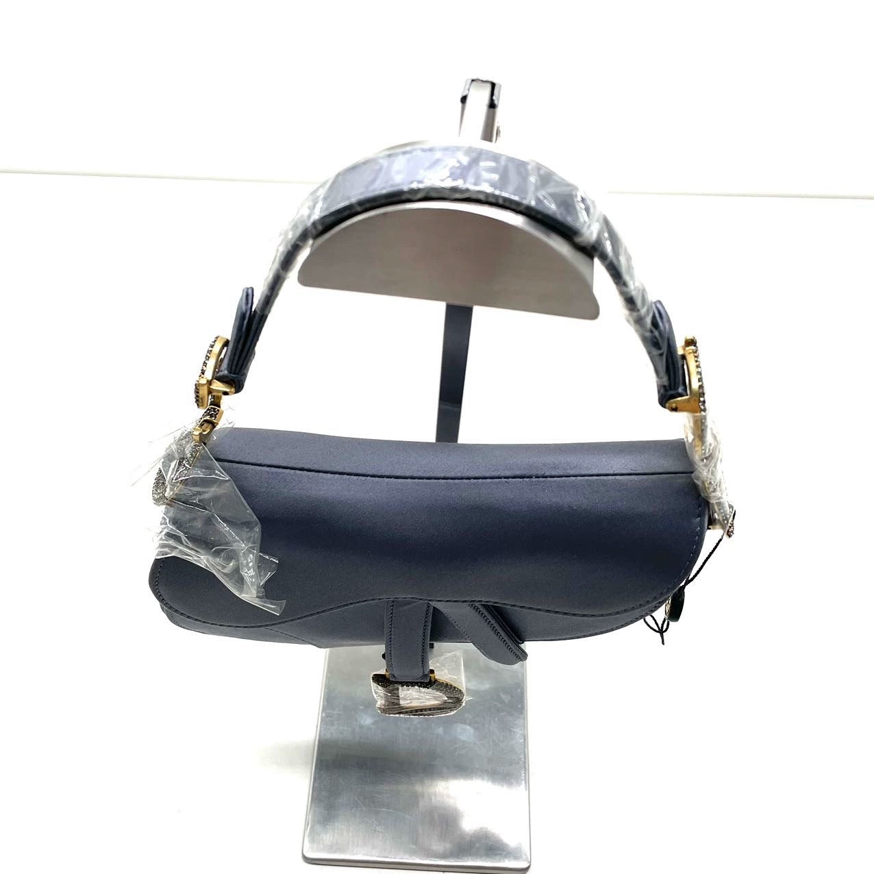 Dior Saddle Mini Silk Blue with Crystal Embedded Buckles