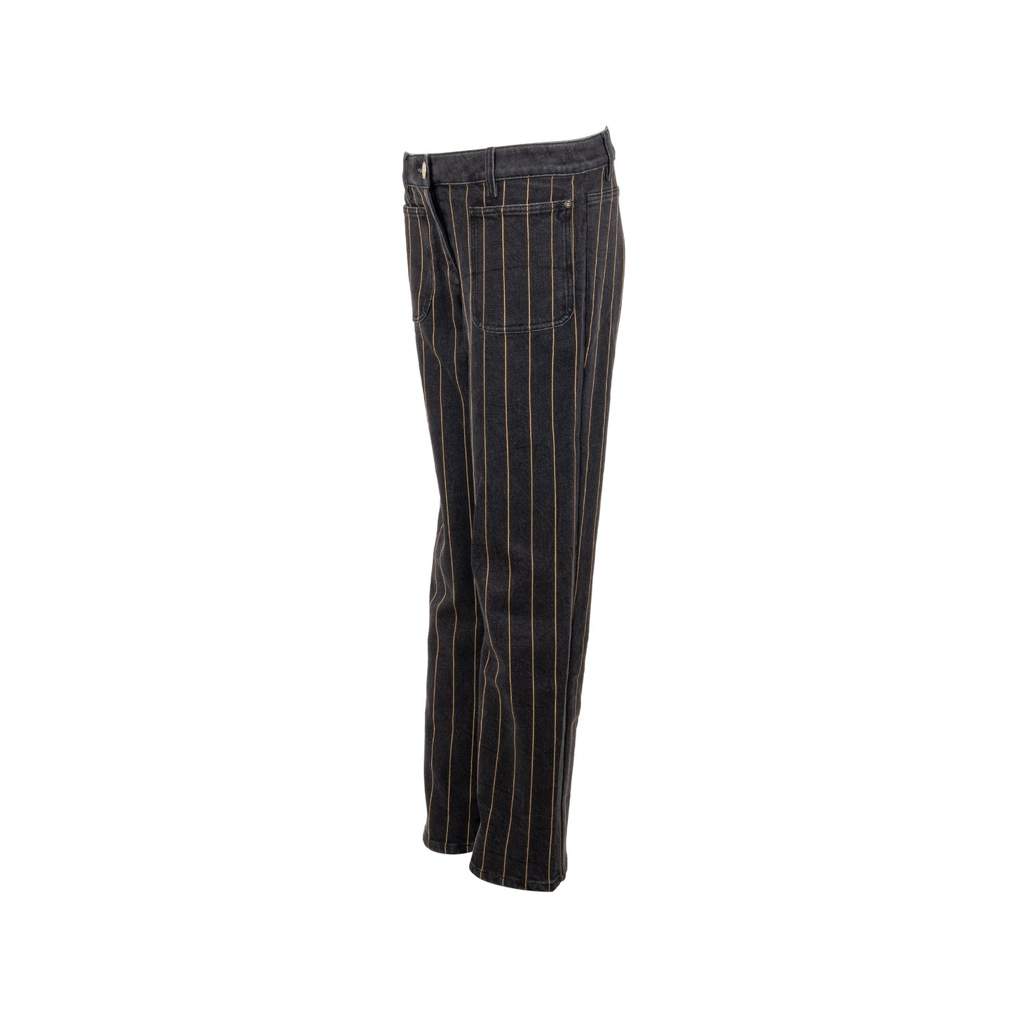Chanel size 40 gold striped jeans pants cotton/elastane black