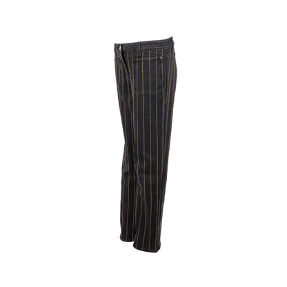 Chanel size 40 gold striped jeans pants cotton/elastane black