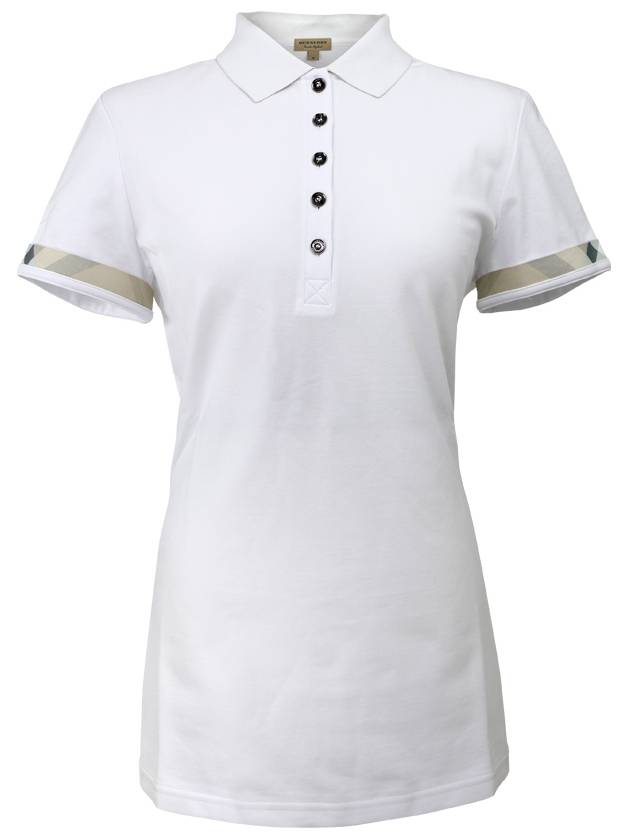 Luxury Burberry WoMen's Check Pattern Polo Shirt White