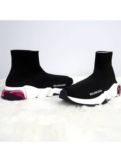 Luxury Balenciaga Trending 2025 Speed Clear Sole High Top Sneakers Pink Black