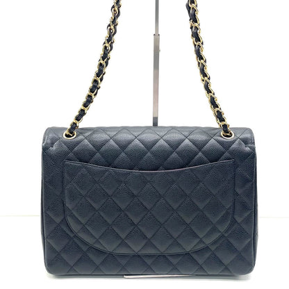 Chanel Classic Flap Maxi Black Caviar Leather Double Flap with Gold Hardware, 2014-2015