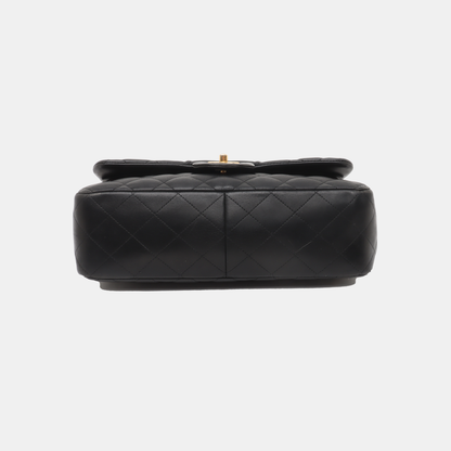 Chanel Classic Flap Jumbo Black Lambskin Leather Double Flap Gold Hardware, 2010-2011