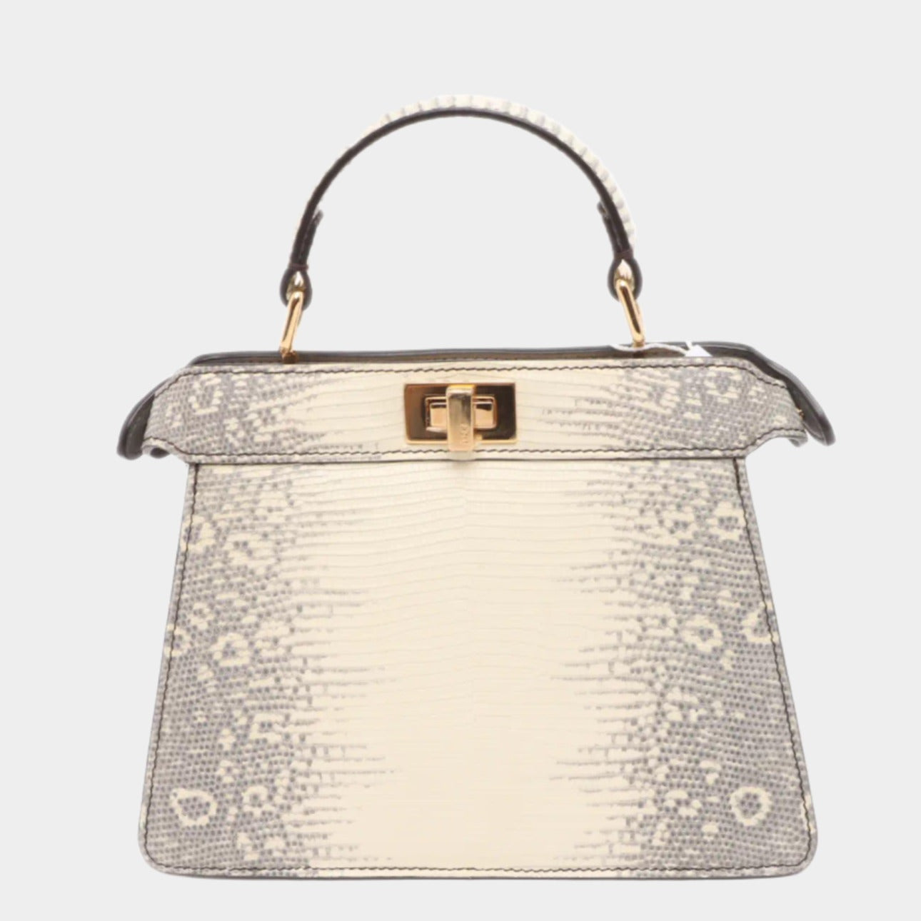 Fendi Peekaboo ISeeU Petite White Lizard Leather Bag