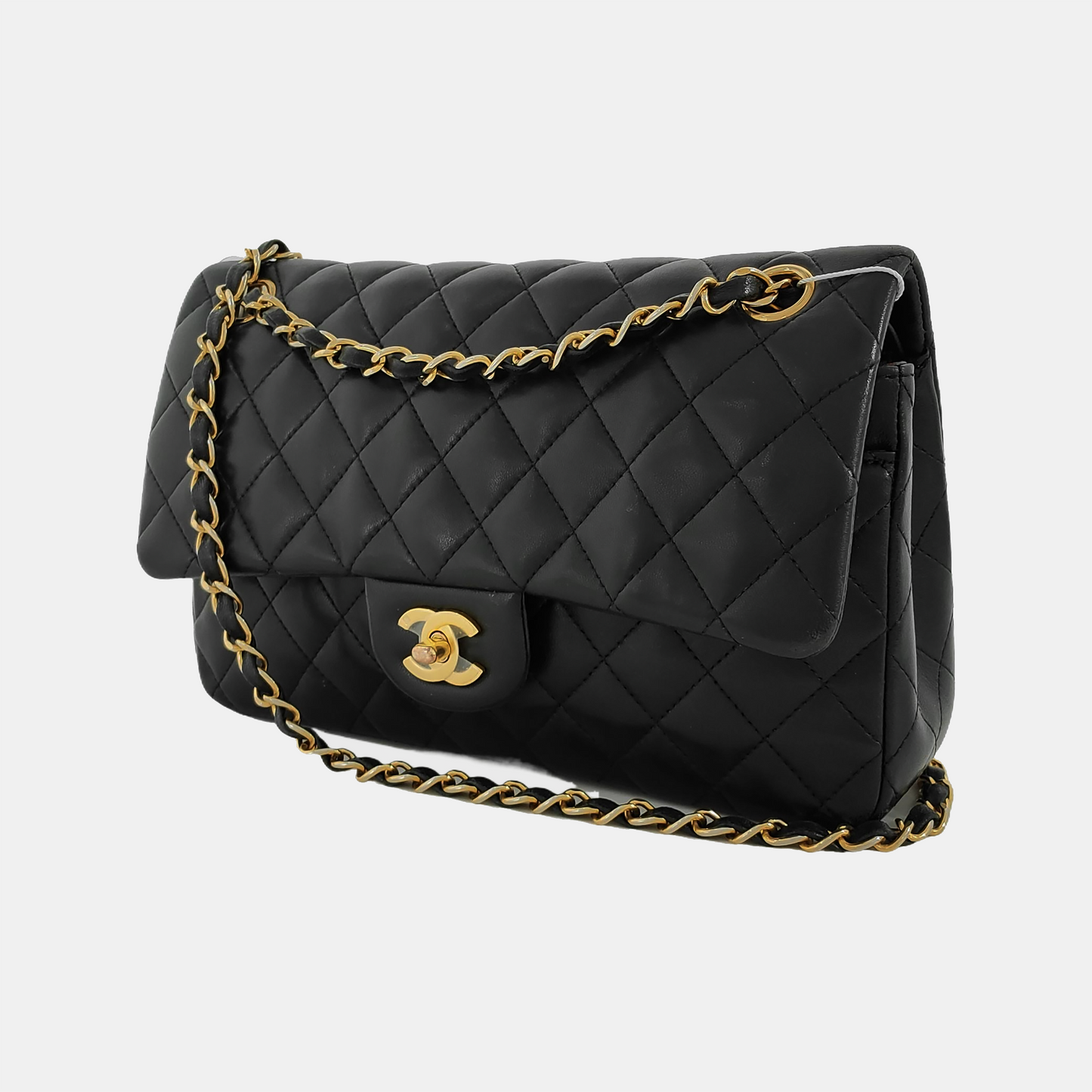 Chanel Classic Flap Vintage Medium Black Lambskin Leather with 24k Gold HW, 1991-1994