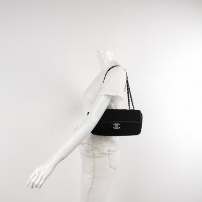 Chanel Baguette Flap Black Velvet Double Strap Silver Hardware 2005-2006