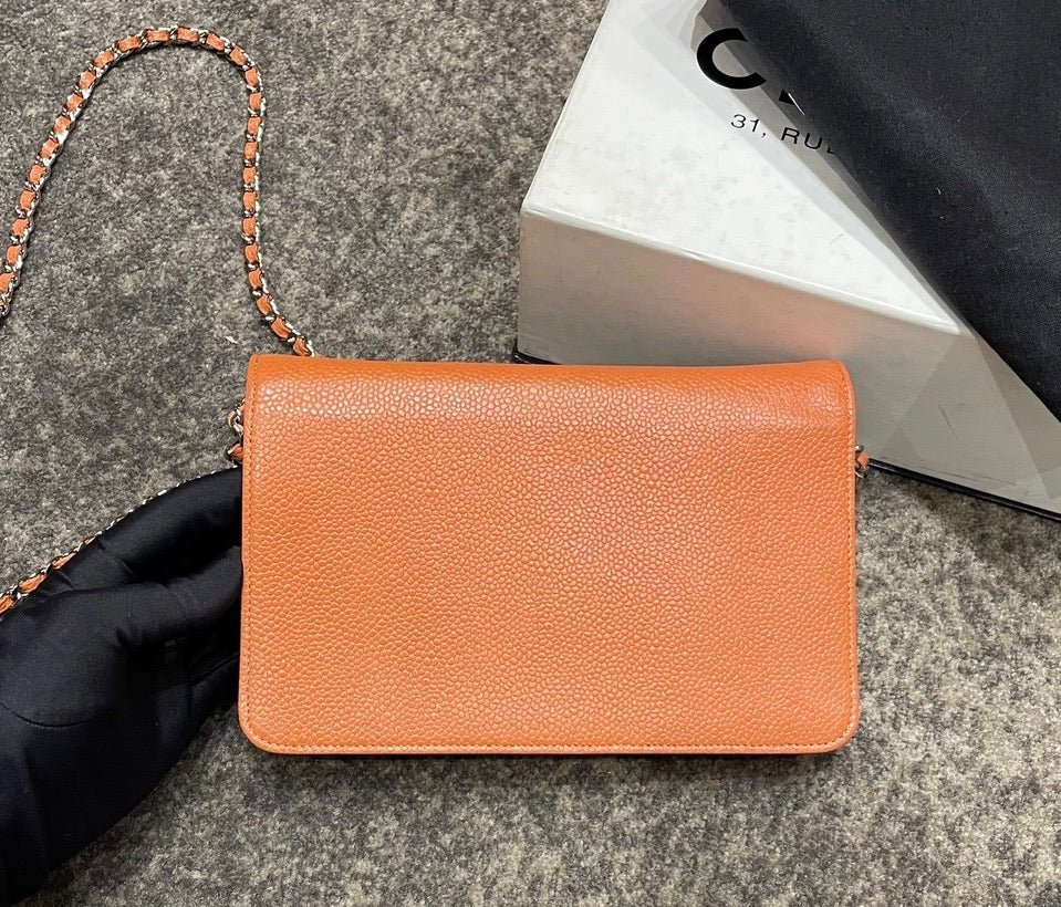 Chanel Wallet on Chain WOC Double CC Orange Caviar Leather