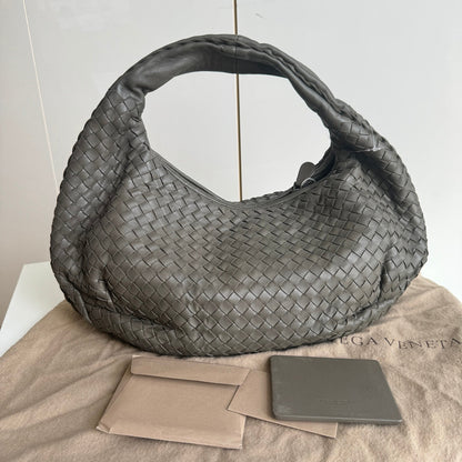Bottega Veneta Belly Hobo Intrecciato Grey Leather Medium 40cm