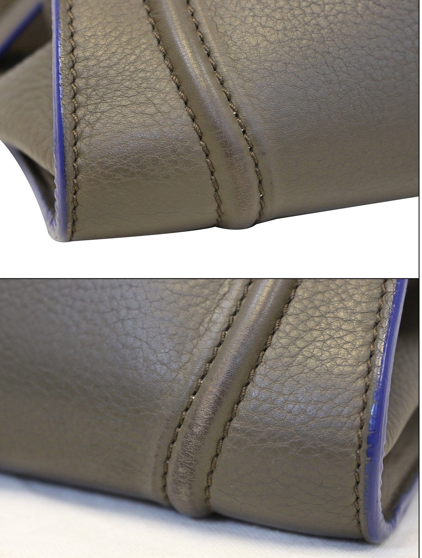 CELINE Phantom Luggage Olive Green Bicolor Grained Leather  Bag