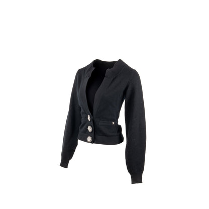 Chanel Size 34 Crystal Button Cardigan Cashmere Black