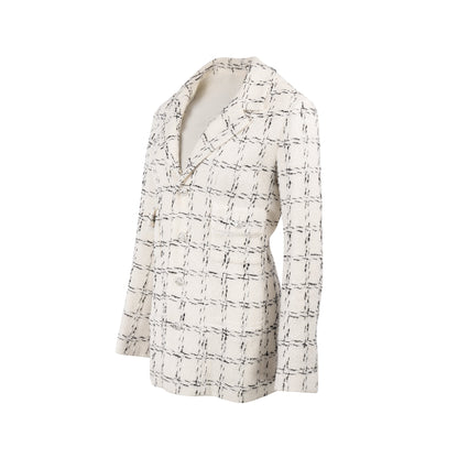 Chanel Size 40 23S Tweed Jacket Cotton White/Black