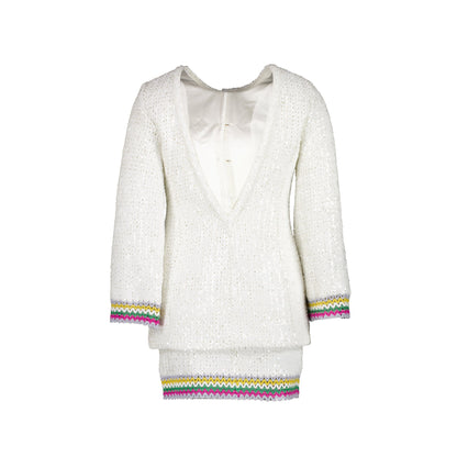 Chanel Size 34 22S Sequins Jacket and Skirt Suit Cotton/Polyester White/Multicolour