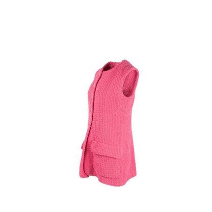 Chanel Size 40 22s Runway Tweed Vest Cotton Pink