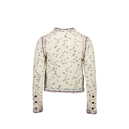 Chanel size 34 21A 4 pocket cashmere jacket Ecru/Black/Gold/Pink