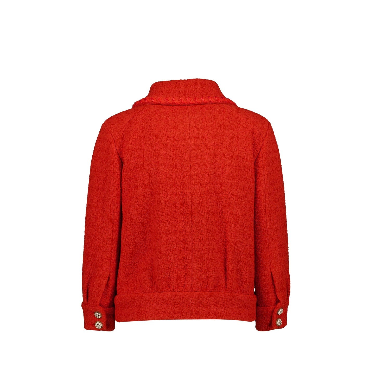 Chanel Size 36 19K Tweed Zip Up Jacket Wool Dark Orange