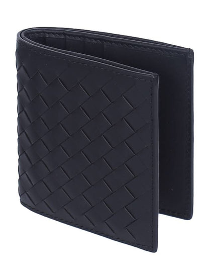 Luxury Bottega Veneta Men's Intrecciato Half Wallet Black