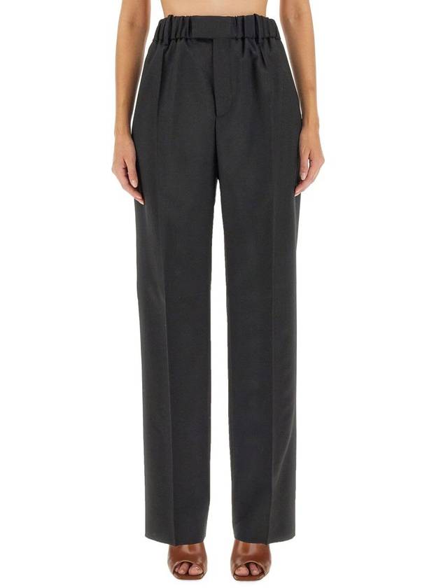 Luxury Bottega Veneta Light Wool Wide Leg Pants Black