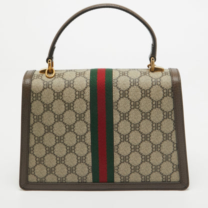 Luxury Balenciaga Trending 2025 X Gucci Brown/beige Coated Canvas And Leather The Hacker Project Bag..