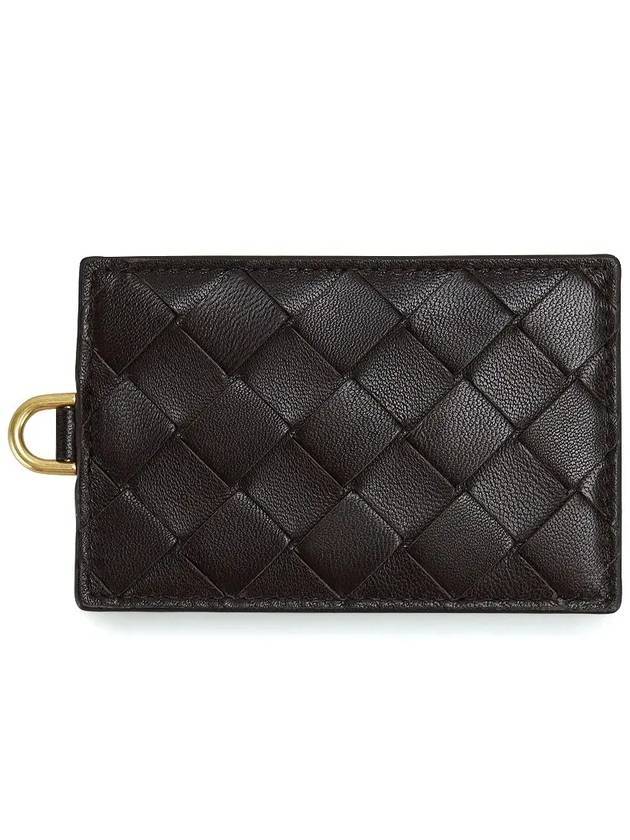 Luxury Bottega Veneta Name Tag Card Wallet Dark Brown