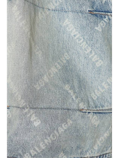 Luxury Balenciaga Trending 2025 Bal Diagonal Allover Cargo Wide Jeans Blue