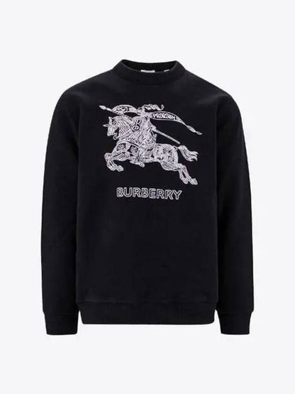 Luxury Burberry Embroidered EKD Logo Sweatshirt Black