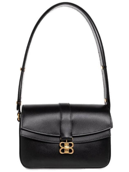 Luxury Balenciaga Trending 2025 WoMen's BB Buckle Flap Shoulder Bag Black