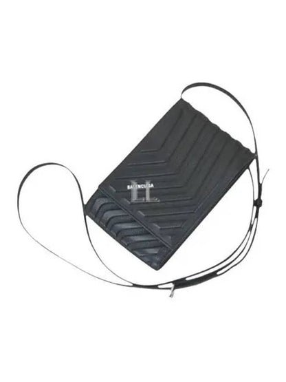 Luxury Balenciaga Trending 2025 Grain Calfskin Car Strap Phone Cross Bag Black