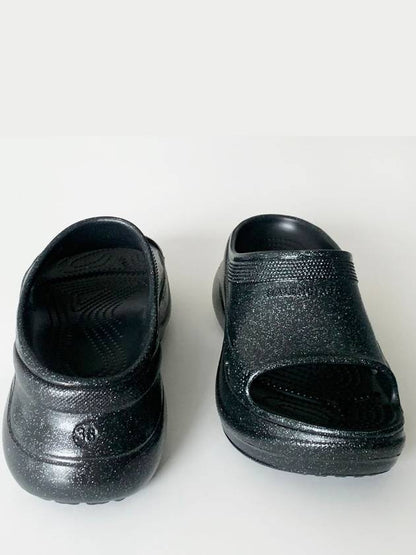 Luxury Balenciaga Trending 2025 Pool Platform Slipper Black