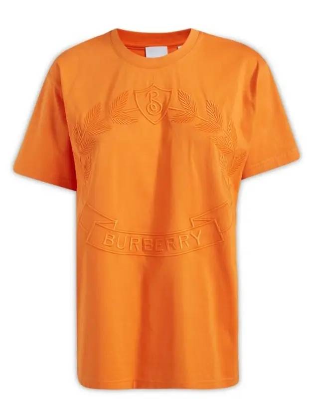 Luxury Burberry Embroidered Logo Short Sleeve T-Shirt Orange