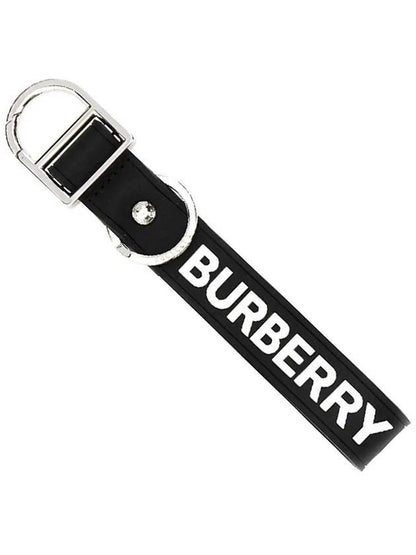 Luxury Burberry Logo Detail Silicone Keyring Black