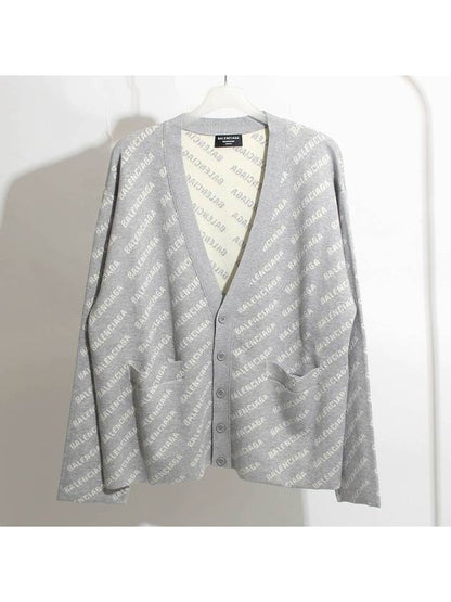 Luxury Balenciaga Trending 2025 All-Over Logo Cardigan Grey