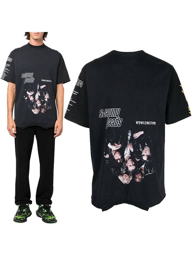 Luxury Balenciaga Trending 2025 Speed Hunter Upside Down Oversized Short Sleeve T-shirt Black