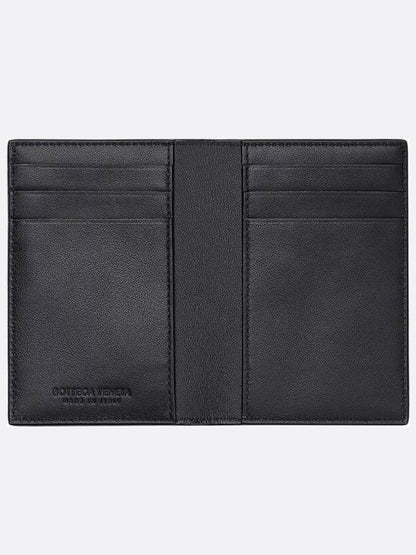 Luxury Bottega Veneta Intrecciato Flap Card Case Black