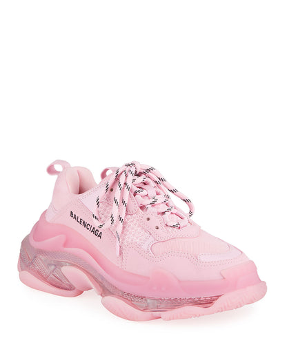 Balenciaga Triple S Clear Sole Sneakers- Pink