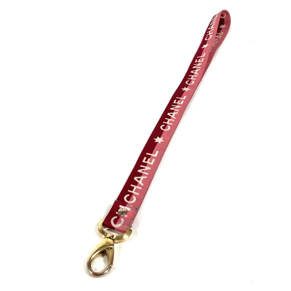 CHANEL strap Nylon, Gold Plated pink 01P logo neck strap Women