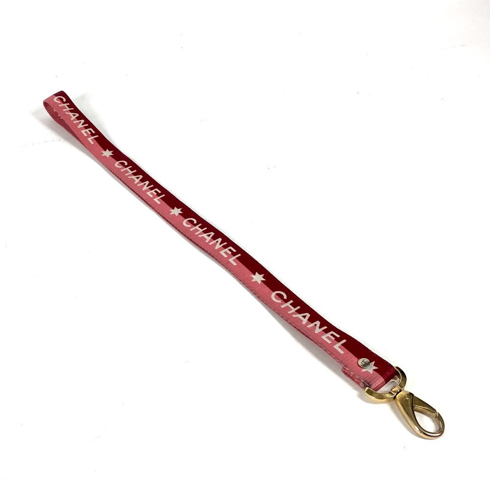 CHANEL strap Nylon, Gold Plated pink 01P logo neck strap Women