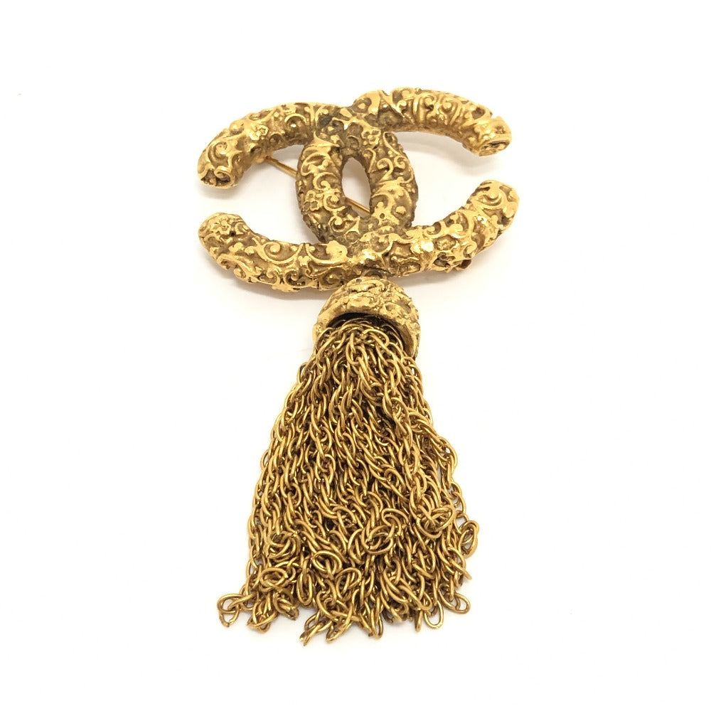 CHANEL Brooch metal gold 93A COCO Mark Fringe Lava