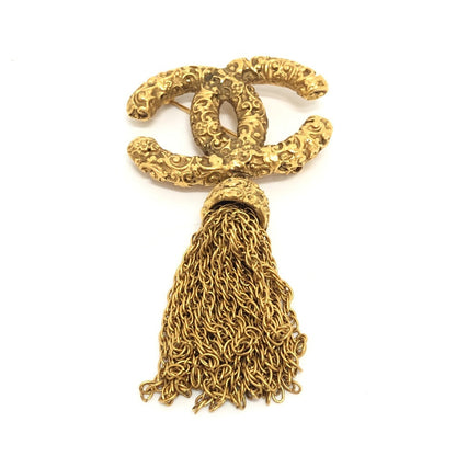 CHANEL Brooch metal gold 93A COCO Mark Fringe Lava