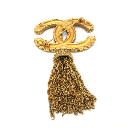 CHANEL Brooch metal gold 93A COCO Mark Fringe Lava