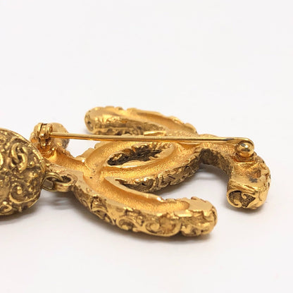CHANEL Brooch metal gold 93A COCO Mark Fringe Lava