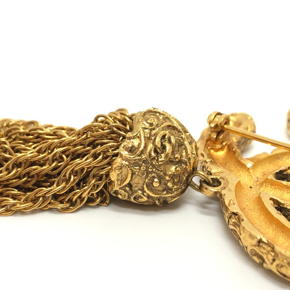 CHANEL Brooch metal gold 93A COCO Mark Fringe Lava
