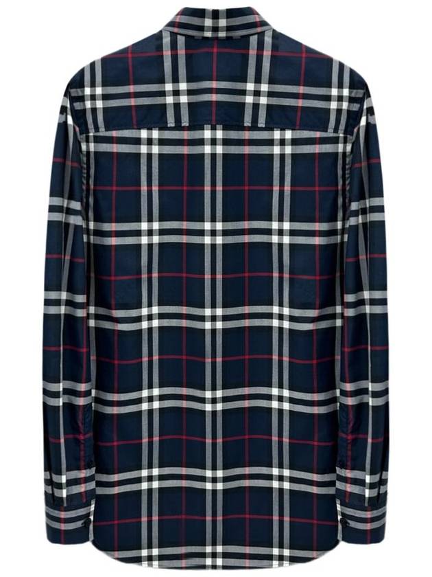 Luxury Burberry Men's Vintage Check Long Sleeve Shirt Navy