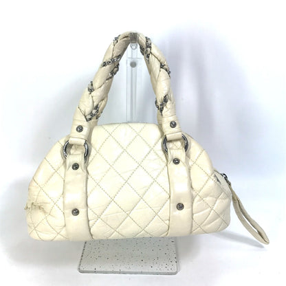 CHANEL Handbag leather beige Bubble quilt CC COCO Mark Women