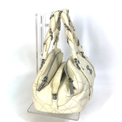 CHANEL Handbag leather beige Bubble quilt CC COCO Mark Women