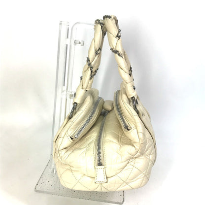 CHANEL Handbag leather beige Bubble quilt CC COCO Mark Women