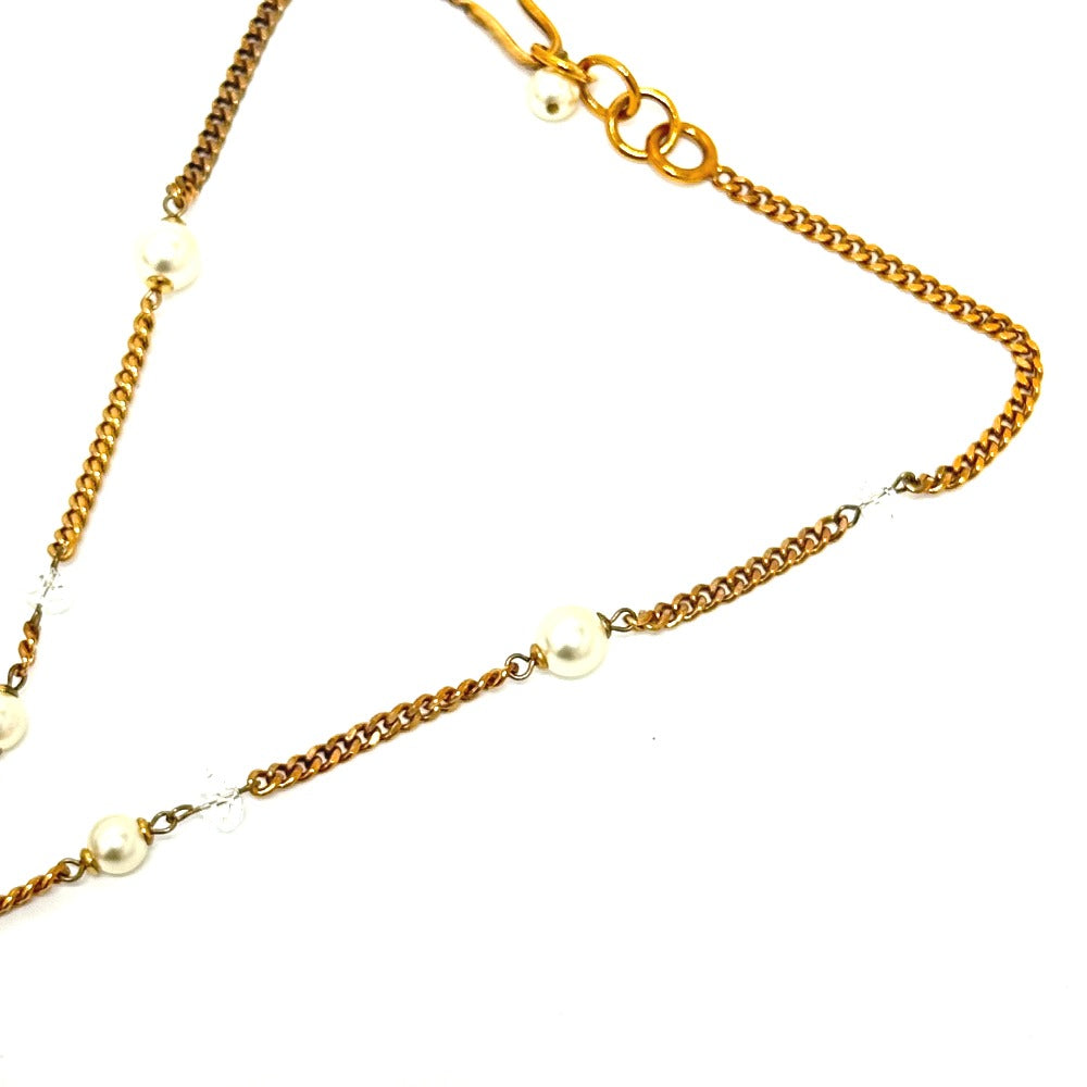 CHANEL Necklace 05P metal gold COCO Mark Fake Pearl